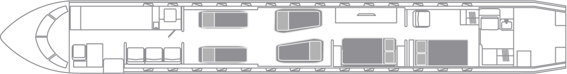 VistaJet Global 7500 night floor plan